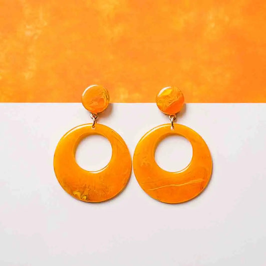 Ochre Yellow Resin Dangle Earrings