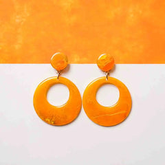 Ochre Yellow Resin Dangle Earrings