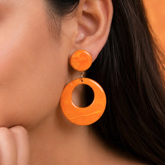 Ochre Yellow Resin Dangle Earrings