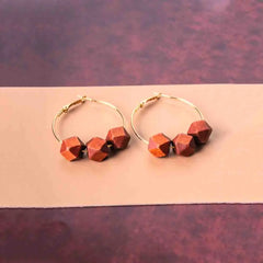 Hexagonal Wooden Cube Hoop Earrings