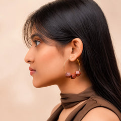 Hexagonal Wooden Cube Hoop Earrings