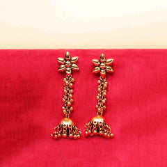 Flower Top Dome Shaped Dangling Jhumka