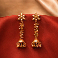Flower Top Dome Shaped Dangling Jhumka