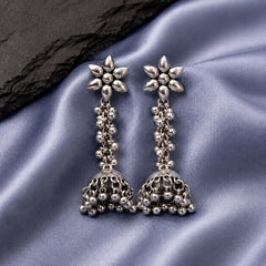 Flower Top Dome Shaped Dangling Jhumka
