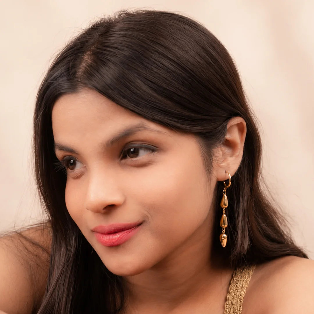Metallic Layered Drop Dangle Earrings