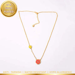 Twin Floral Chain Necklace - 18K Gold Plated