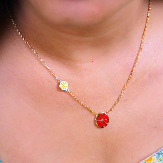 Twin Floral Chain Necklace - 18K Gold Plated