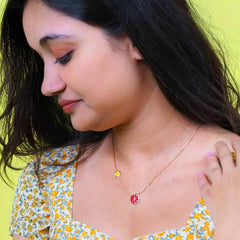 Twin Floral Chain Necklace - 18K Gold Plated