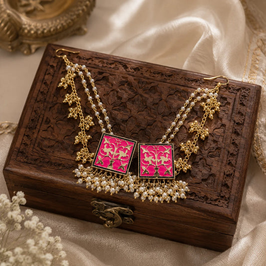 Pink Royal Meenakari Earrings