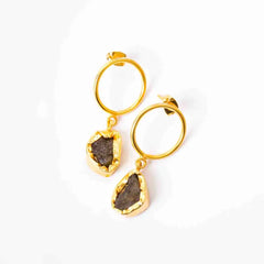 Raw Stone Circular Drop Earrings