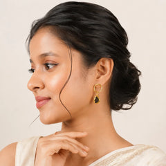 Raw Stone Circular Drop Earrings