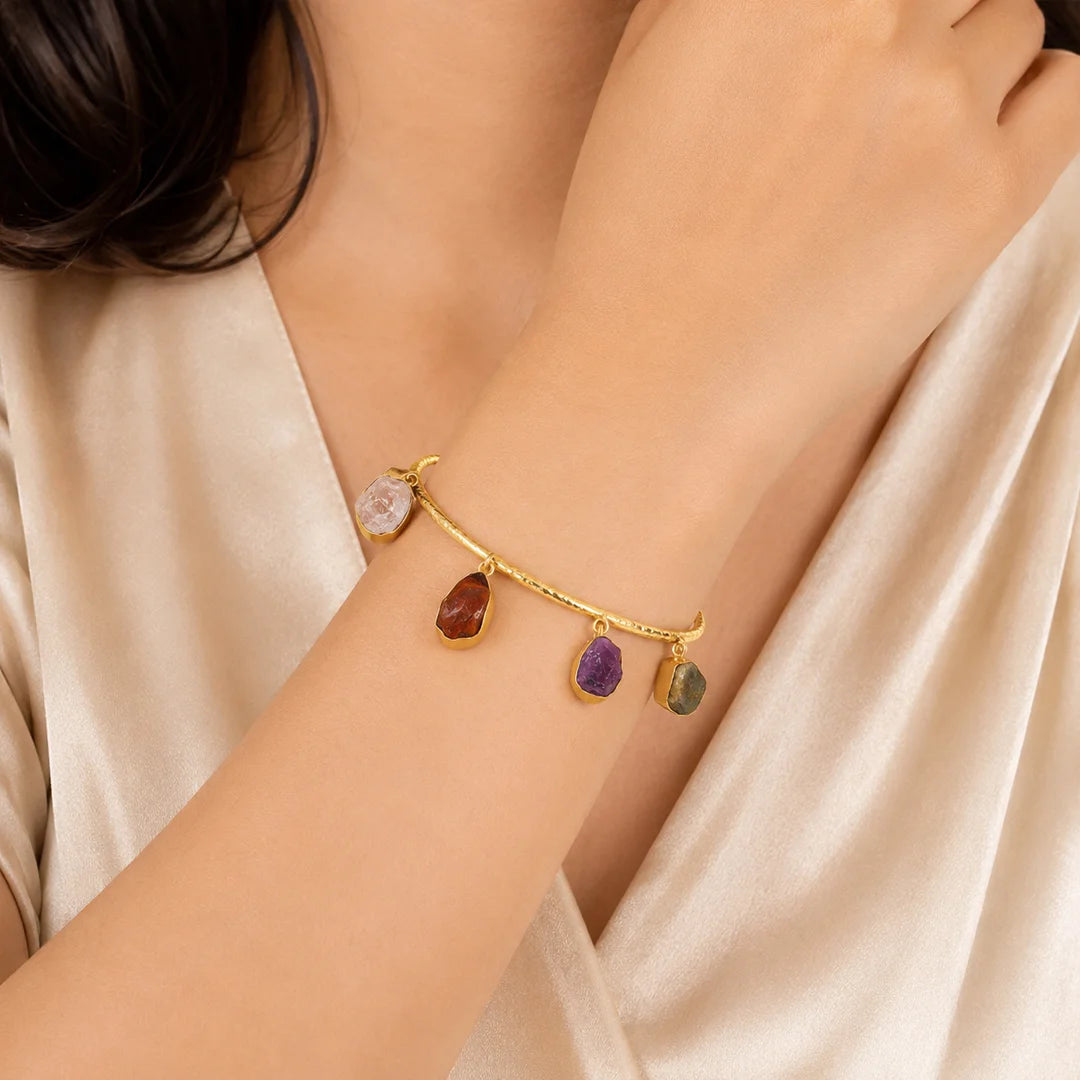 Raw Stone Open Cuff Bracelet