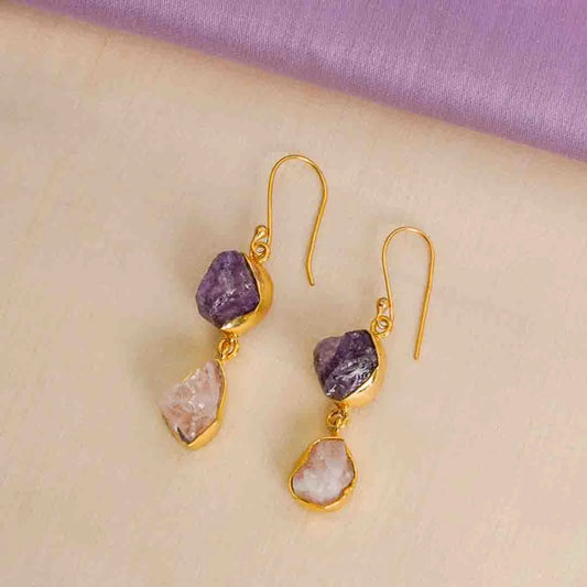 Raw Stone Drop Earrings