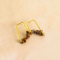 Textured Golden Stone Drop Earrings