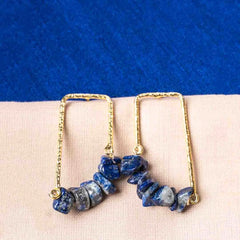 Textured Golden Stone Drop Earrings