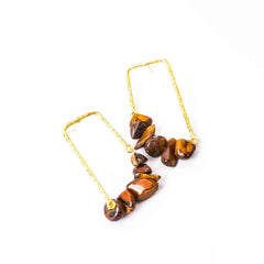 Textured Golden Stone Drop Earrings