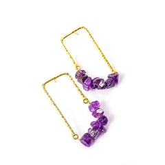 Textured Golden Stone Drop Earrings