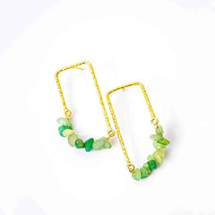 Textured Golden Stone Drop Earrings
