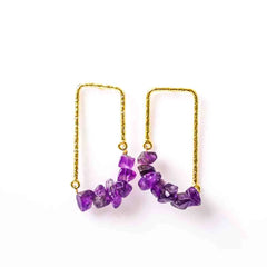 Textured Golden Stone Drop Earrings