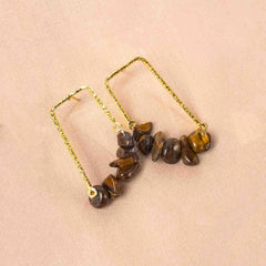 Textured Golden Stone Drop Earrings
