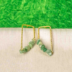 Textured Golden Stone Drop Earrings