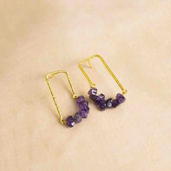Textured Golden Stone Drop Earrings