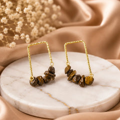 Textured Golden Stone Drop Earrings
