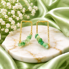 Textured Golden Stone Drop Earrings