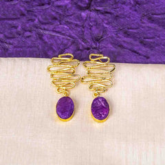 Textured Golden Druzzy Stone Drop Earrings