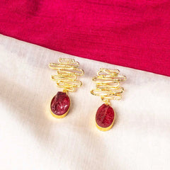Textured Golden Druzzy Stone Drop Earrings