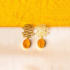 Textured Golden Druzzy Stone Drop Earrings