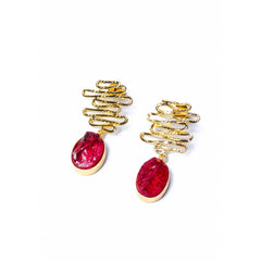 Textured Golden Druzzy Stone Drop Earrings