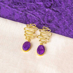 Textured Golden Druzzy Stone Drop Earrings