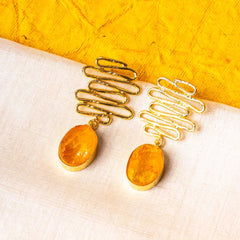 Textured Golden Druzzy Stone Drop Earrings