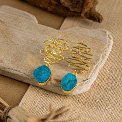 Textured Golden Druzzy Stone Drop Earrings
