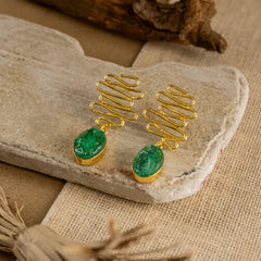Textured Golden Druzzy Stone Drop Earrings