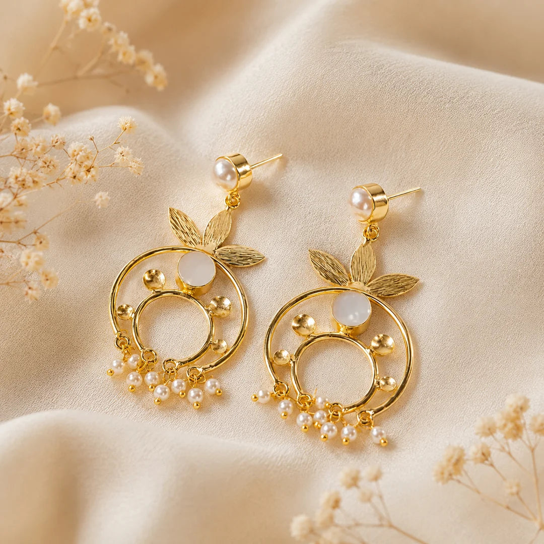 Traditional Filigree Frame Pearl Mogra Earrings