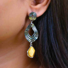 Asymetrical Resin Stoned Drop Earrings