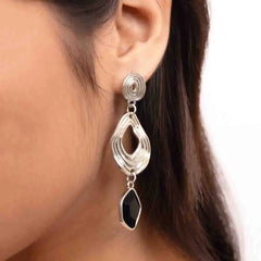 Asymetrical Resin Stoned Drop Earrings