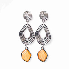 Asymetrical Resin Stoned Drop Earrings