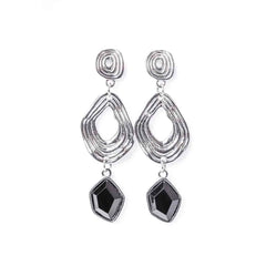 Asymetrical Resin Stoned Drop Earrings
