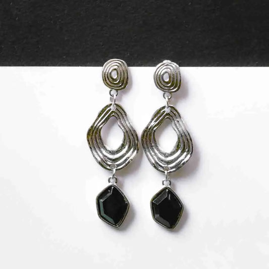 Asymetrical Resin Stoned Drop Earrings