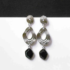 Asymetrical Resin Stoned Drop Earrings