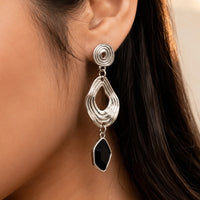 Asymetrical Resin Stoned Drop Earrings