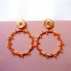 Golden Chic Beaded Round Drop Earrings