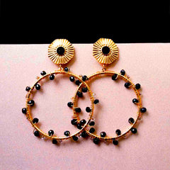 Golden Chic Beaded Round Drop Earrings
