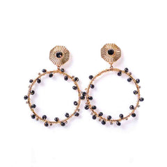 Golden Chic Beaded Round Drop Earrings