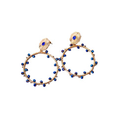 Golden Chic Beaded Round Drop Earrings