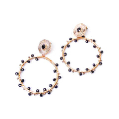 Golden Chic Beaded Round Drop Earrings