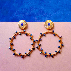 Golden Chic Beaded Round Drop Earrings